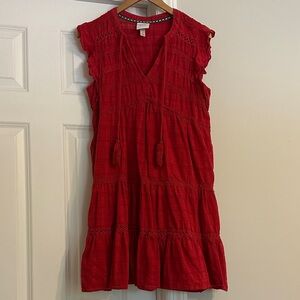Knox Rose Scarlet Mini Dress with Lace and Tassels